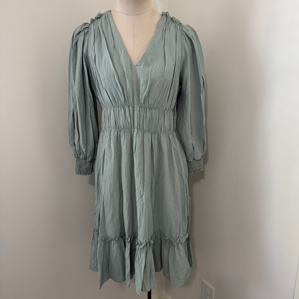 NEW Calvin Klein 6 Sage Green Long Sleeve Fit & Flare Dress ~ Cottage Classic